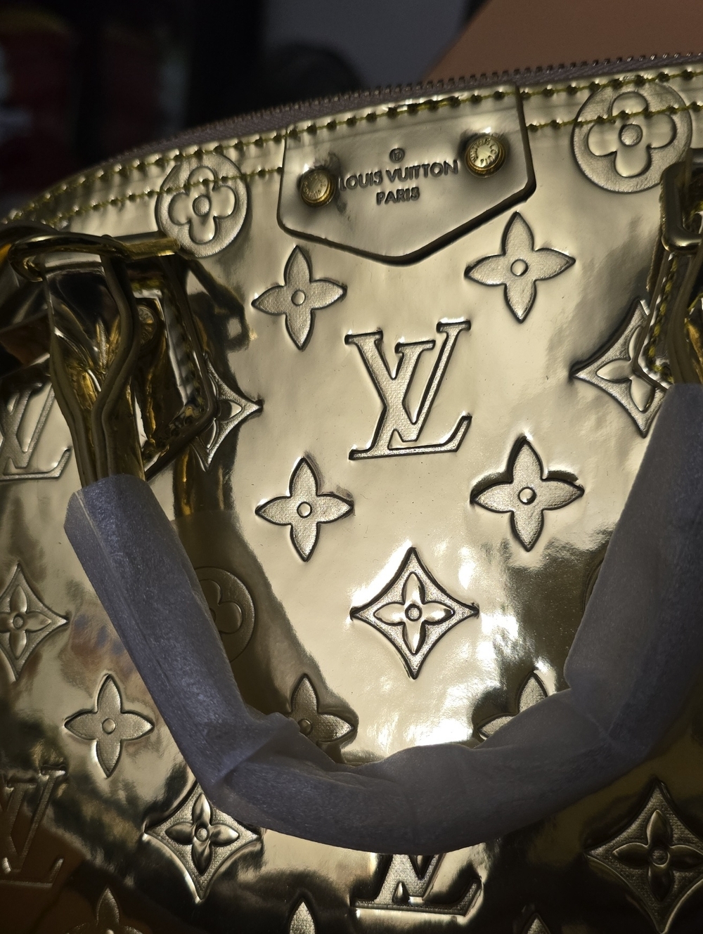 Gold Mirror Monogram EnVernis Dome Satchel - Picture 14 of 15